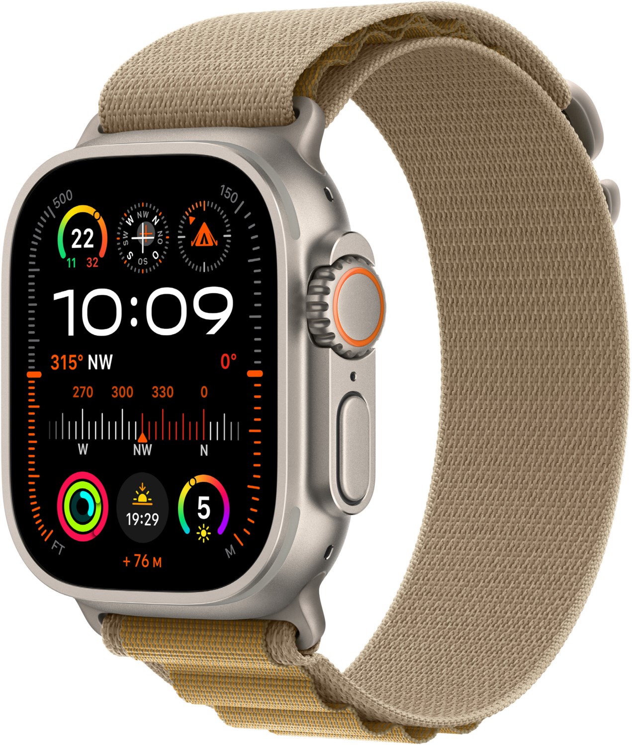 Image of Apple Watch Ultra 2 (49mm) GPS+4G Titan mit Alpine Loop Armband (S) natur/mandel