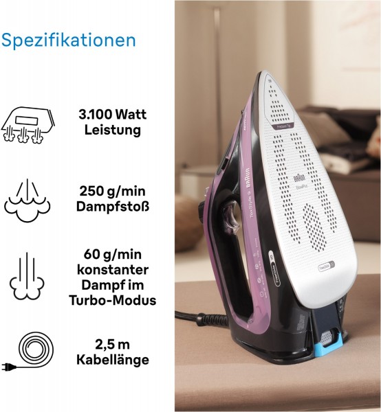 Braun SI 9661 VI TexStyle 9 Dampfbügeleisen violett EURONICS