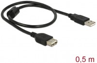 Verl. USB 2.0 St. > USB Bu. (0,5m) Kabel schwarz