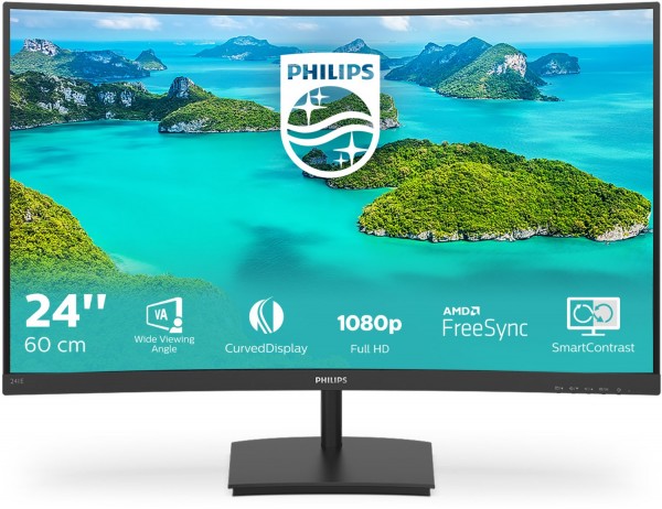 241E1SCA/00 60 cm (24") Gaming Monitor schwarz, Widescreen Full HD (1920x1080), 4 ms Reaktionszeit, gebogen