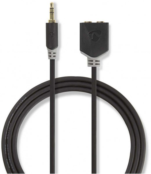 CABW22100AT02 Klinkenkabel (0,2m) anthrazit 3,5-mm-Stecker>2x 3,5-mm-Buchse