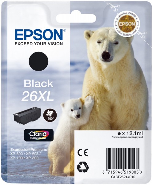 26XL Claria Premium Tintenpatrone schwarz