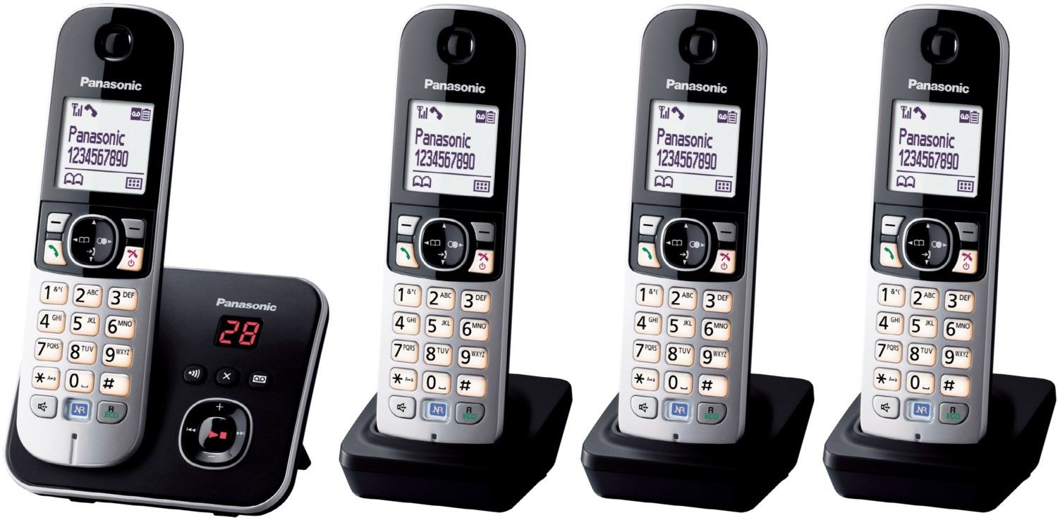 Panasonic KX TG6824GB Schnurlostelefon mit Anrufbeantworter schwarz  - Onlineshop EURONICS