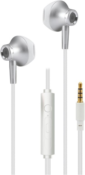 Deluxe In-Ear-Kopfhörer mit Kabel weiß/silber