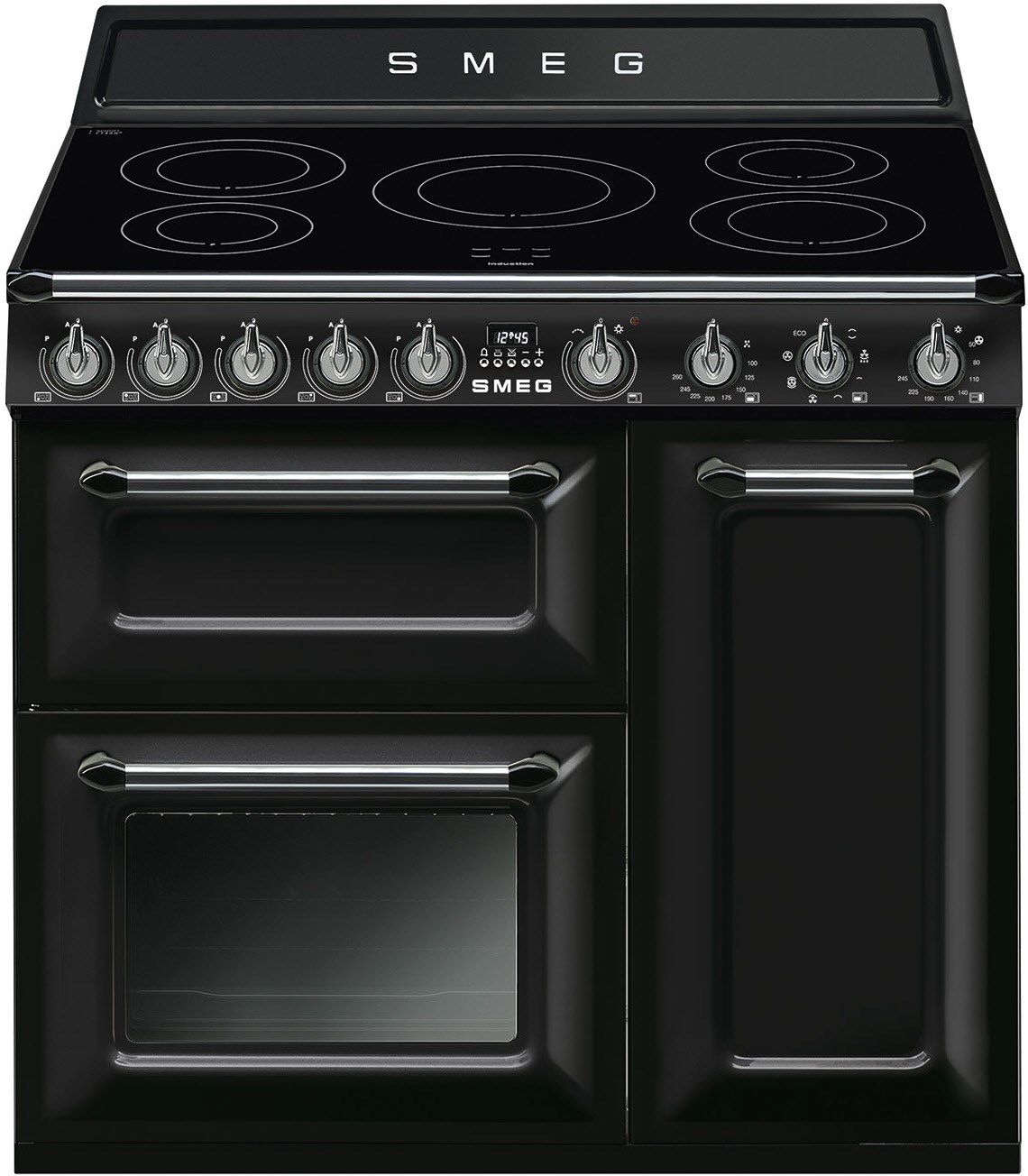 Image of TR93IBL2 Stand-Elektroherd mit Induktionsfeld schwarz, 168 l, 90 cm breit, A, Victoria, 5 Kochzonen