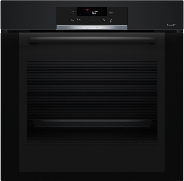 HBG3720B3 Einbaubackofen schwarz, 71 l, Pizza-Stufe, schnelles Vorheizen, pyrolytische Selbstreinigung, 59,4 cm breit, A+, Serie 4