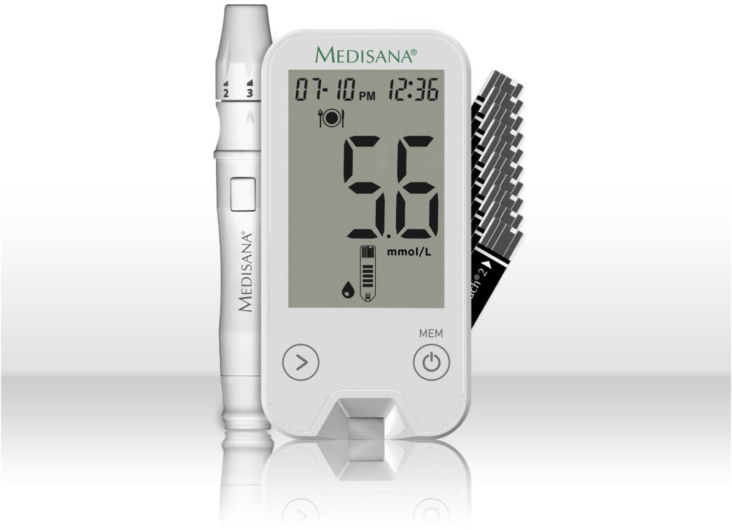 Medisana MediTouch 2 mg/dl West-Version Blutzuckermessgerät weiß | EURONICS