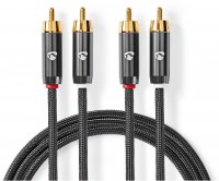 CATB24200GY50 Stereo-Audiokabel 2x Cinch-Stecker>2x Cinch-Stecker (5m) stahlgrau