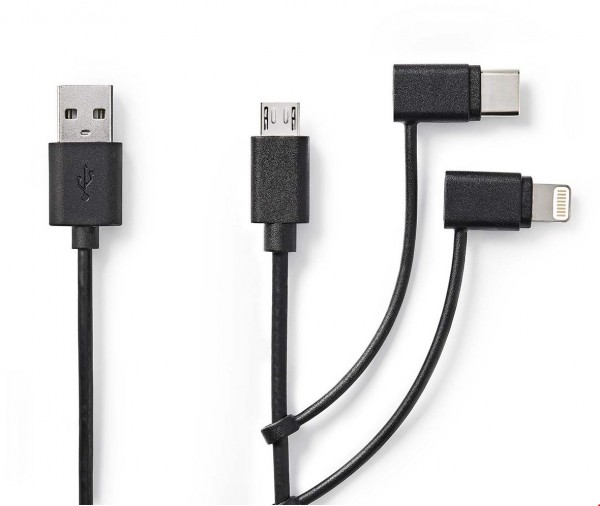 CCGL60620BK10 3-in-1 Kabel (1m) USB 2.0 > Lightning/Micro-B/USB-C schwarz