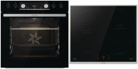Black Set 5 Induktion Herdset mit Induktionskochfeld bestehend aus schwarz + edelstahl