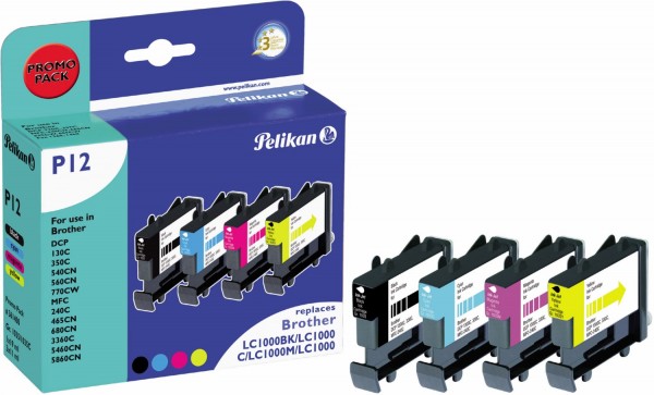 P12 Tinten-Multipack ersetzt Brother LC1000VAL 4-farbig