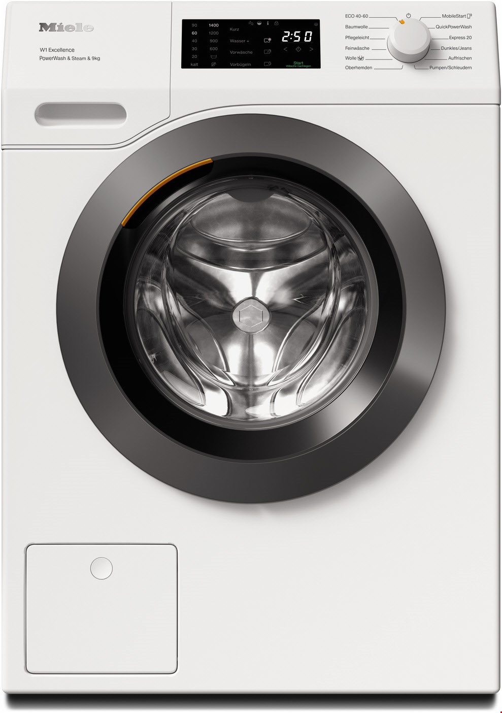 WED 395 WPS PWash&Steam&9kg Stand-Waschmaschine-Frontlader lotosweiß, 9 kg, 1400 U/min, W1 ChromeEdition, 72 dBA