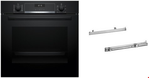 HBA517GS4 Einbaubackofen bestehend aus HBG537BB4 + HEZ538000 schwarz, 71 l, Pizza-Stufe, schnelles Vorheizen, 59,4 cm breit, A+, Serie 6
