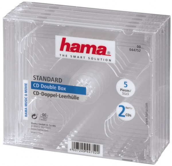 CD Double Box, 5 Stk. transparent