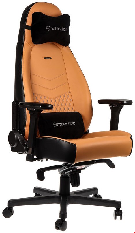 Image of ICON Echtleder Büro/Gaming Stuhl cognac/schwarz