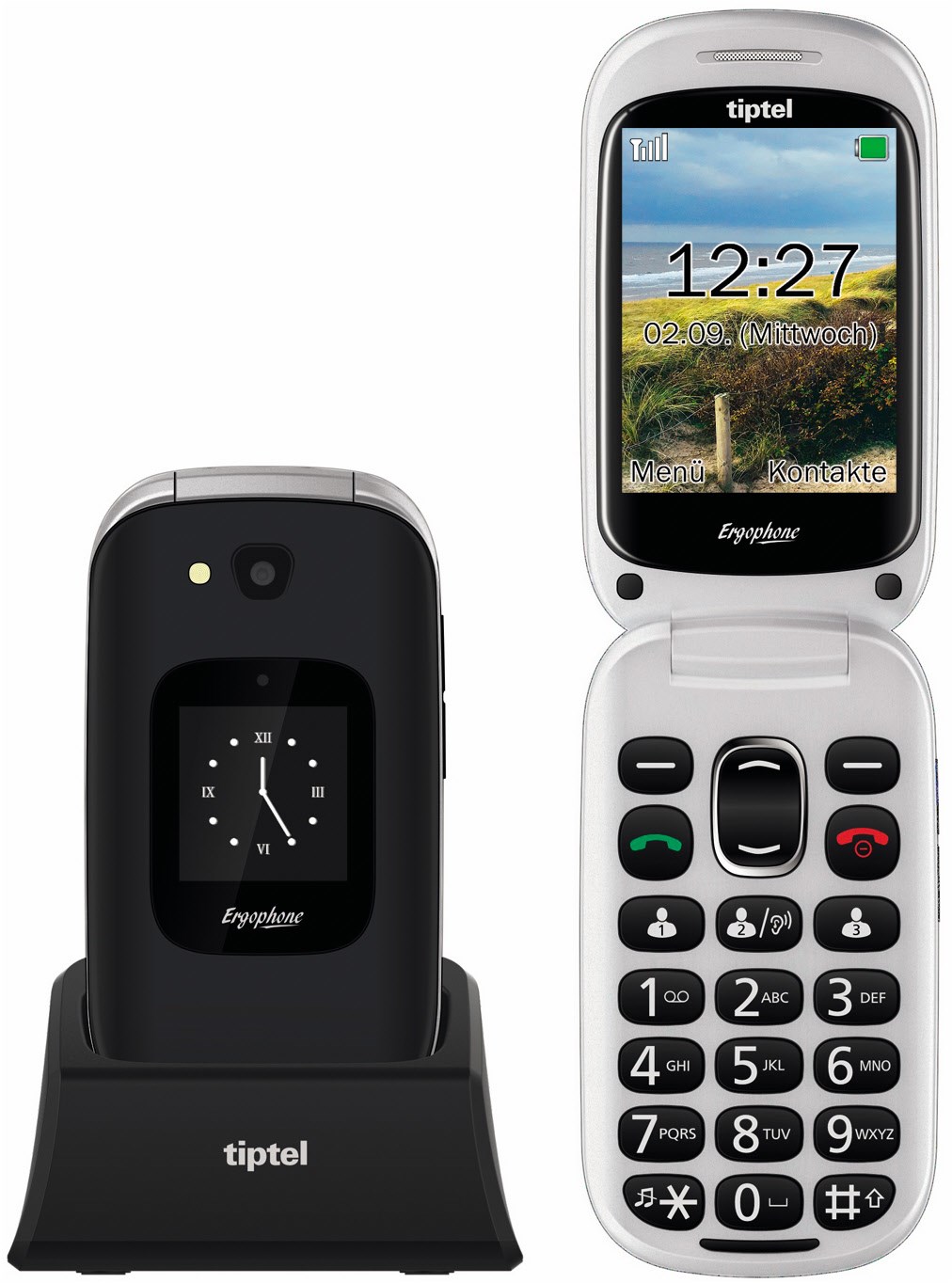 Suncase Funda vertical compatible con tiptel Ergophone 6420 (cuero, con trabilla para cinturón