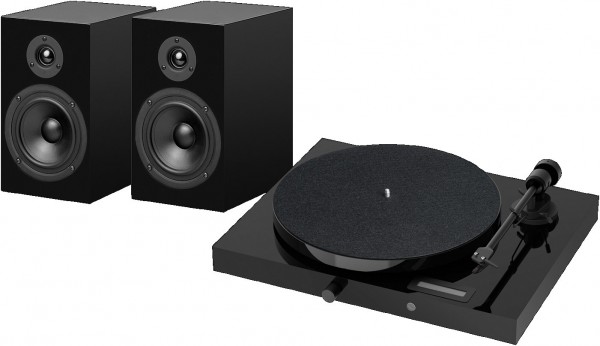 Juke Box E1 + Speakerbox 5 Hifi-System (inkl. Ortofon OM5e Tonabenehmer) hochglanz schwarz