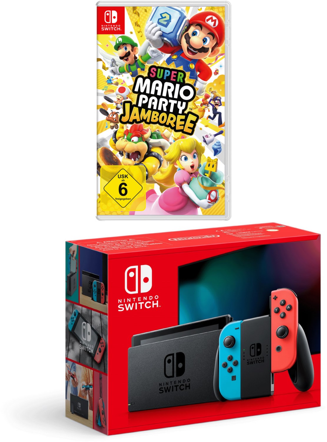 Image of Switch Konsole Bundle inkl. Super Mario Party Jamboree neon rot/neon blau