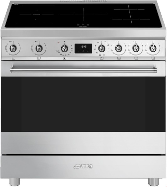 C9IMX2 Stand-Elektroherd mit Induktionsfeld edelstahl, 115 l, 90 cm breit, A, Classici, 5 Kochzonen
