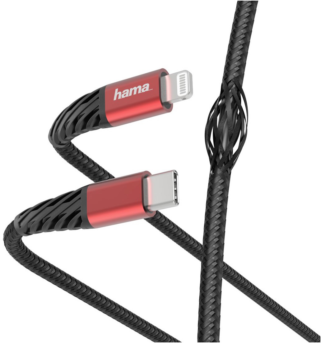 Extreme USB-C/Lightning (1,5m) rot, schwarz