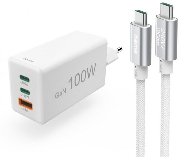 Schnellladegerät (100W) inkl. USB-C Ladekabel weiss