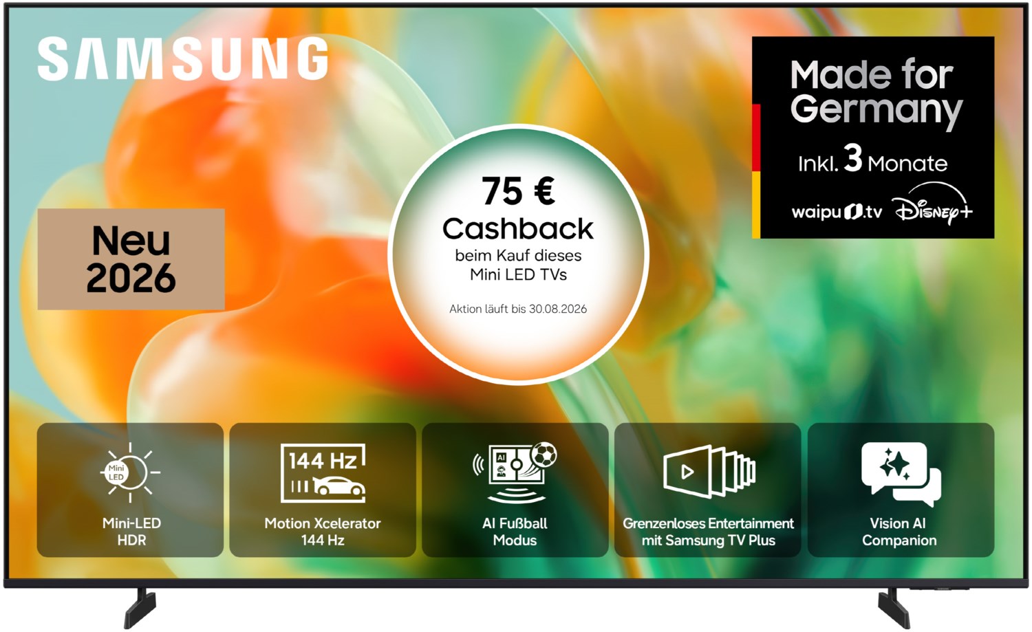 GU65M83HAU 163 cm (65") Mini LED Vision AI Smart TV, 4K Ultra HD, 100 Hz, DVB-T2/DVB-C/DVB-S2, Sprachsteuerung