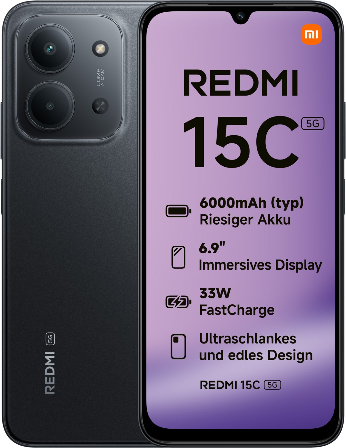 Image of Redmi 15C 5G (4GB+128GB) Smartphone midnight black
