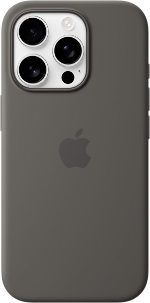 Silikon Case mit MagSafe für iPhone 16 Pro steingrau