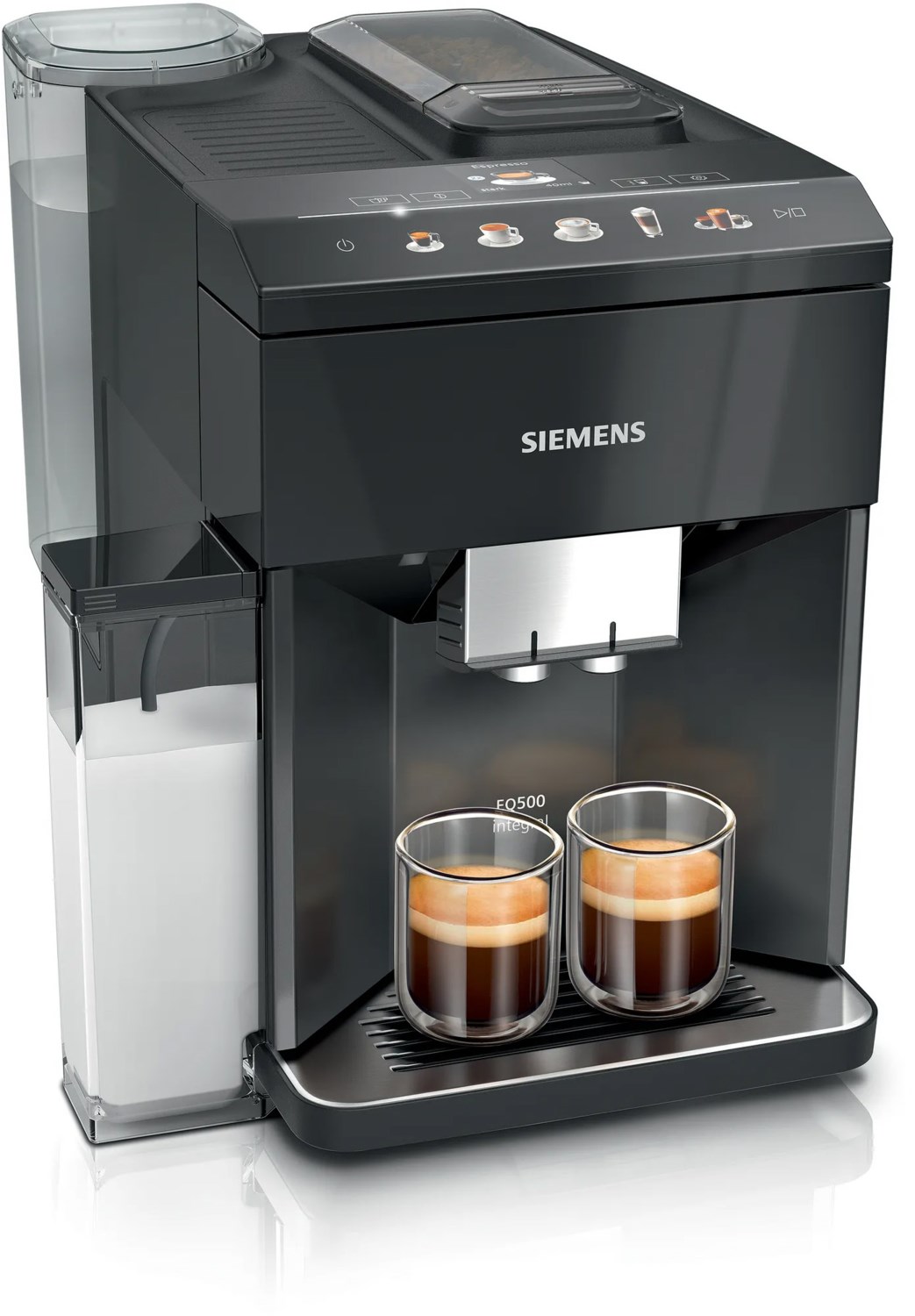 TQ515D09 EQ500 integral Kaffee-Vollautomat Klavierlack schwarz, Milchbehälter, Cappuccino, Keramik-Mahlwerk, 15 bar, 1,9 l