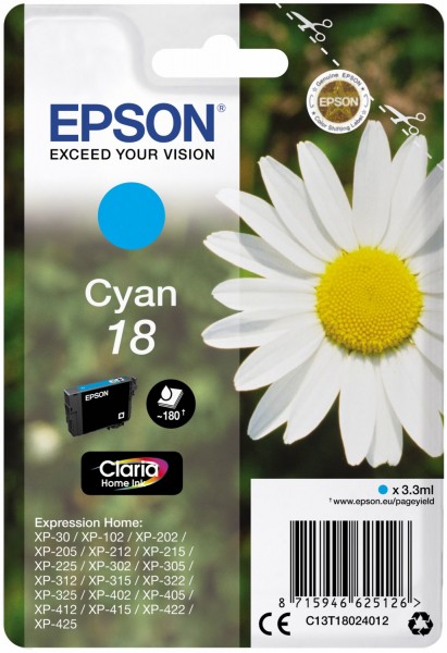 Singlepack 18 Claria Home Ink Tintenpatrone cyan