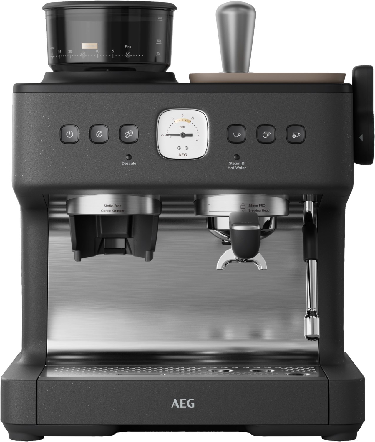 EC8-1-8BP Siebträgermaschine schwarz, 20 bar