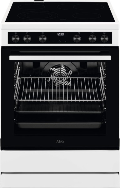 CCB644BGBW Elektroherd mit Glaskeramikfeld weiß, 73 l, Pizza-Stufe, Dörren, Heißluftgrill, 59,6 cm breit, A, 4 Kochzonen