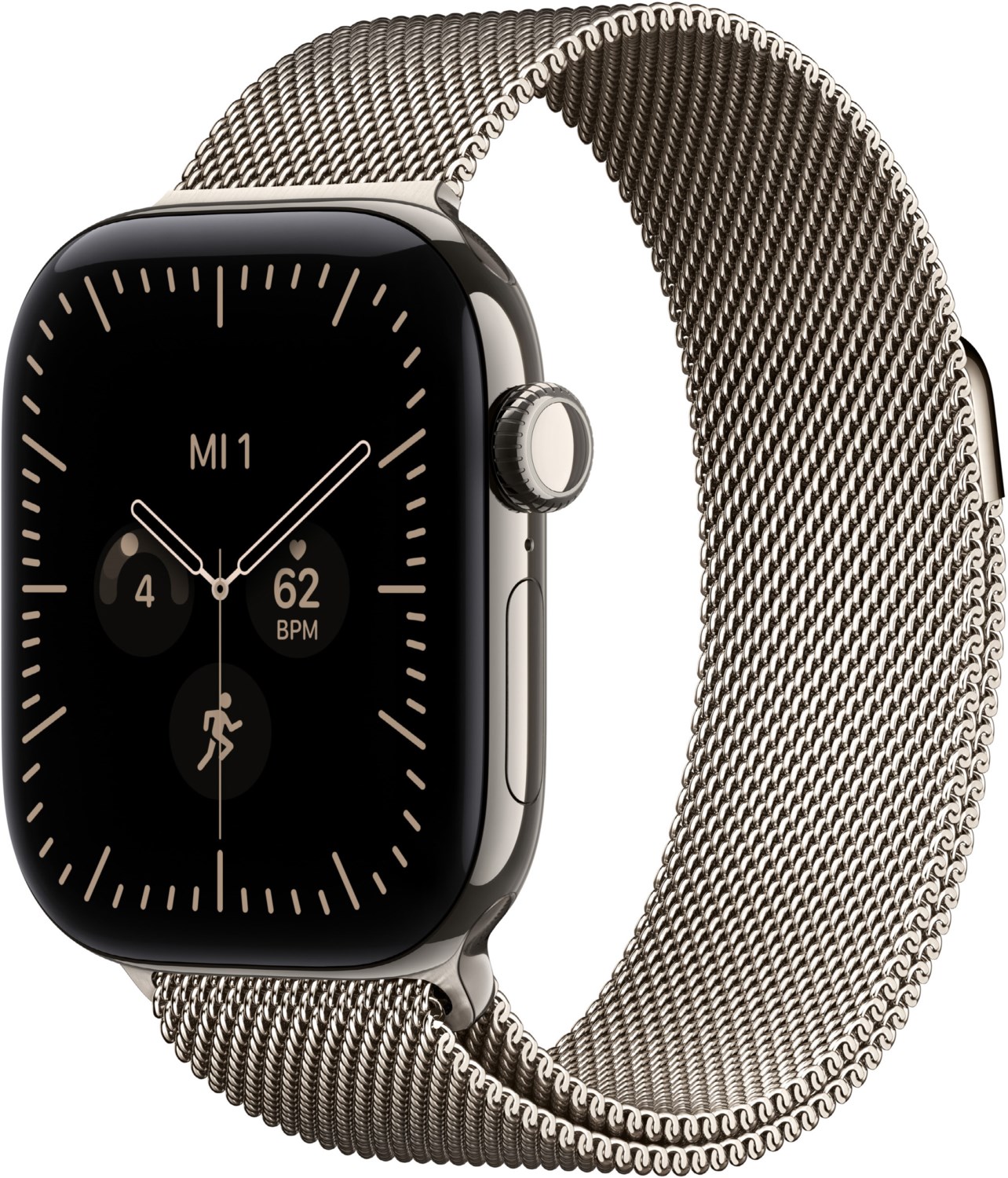 Apple Watch Series 12 (42mm) GPS+5G Smartwatch Titan mit Milanaise Armband natur/natur