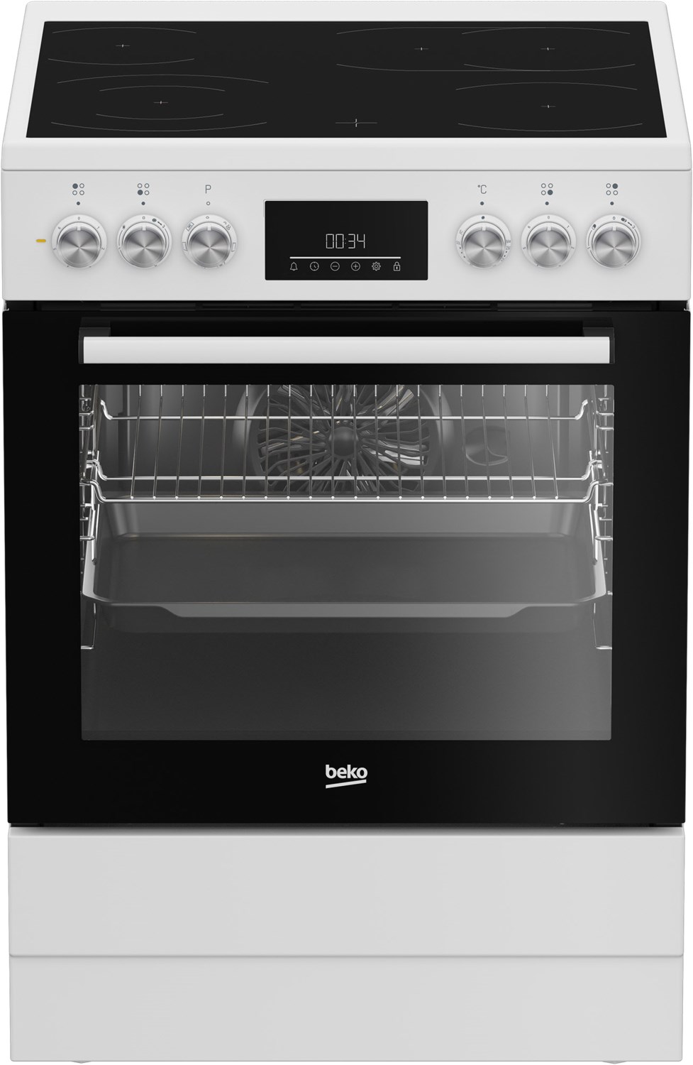 Image of FBM67320WS Elektroherd mit Glaskeramikfeld weiß, 72 l, 60 cm breit, A, 4 Kochzonen