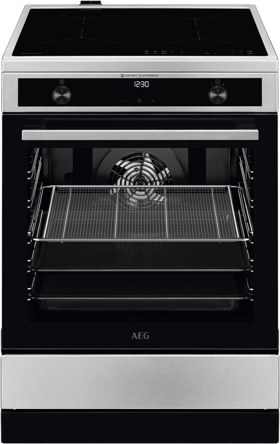 CIB6643BBM Stand-Elektroherd mit Induktionsfeld edelstahl, 73 l, Pizza-Stufe, Heißluftgrill, 59,6 cm breit, A