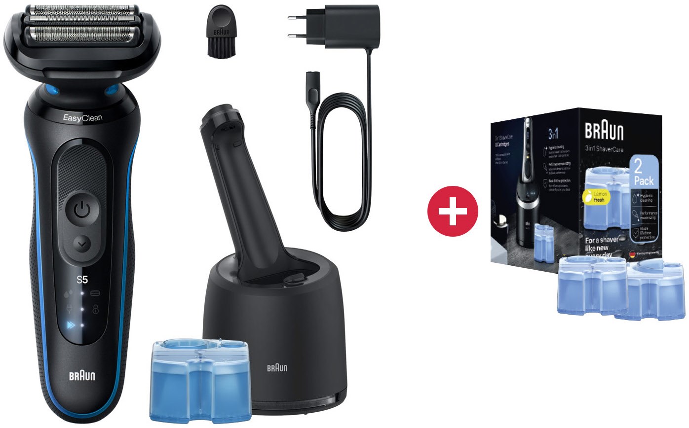 52-B7000cc Series 5 Trocken-Nass Rasierer + Dein Geschenk: Braun Nachfüllkartuschen (2er-Pack) für Reinigungsstation