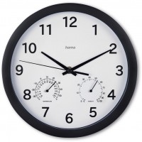 Malta Wanduhr mit Thermo-/Hygrometer schwarz