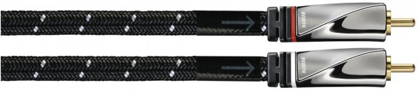 Audio-Kabel 2x Cinch-St./St. (1m) Cinchkabel Gewebe vergoldet schwarz
