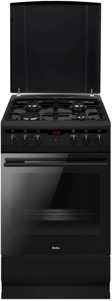 SHEG 904 000 SM Gas-Kombi-Standherd schwarz matt, 65 l, schnelles Vorheizen, 50 cm breit, A, 4 Gaskochstellen