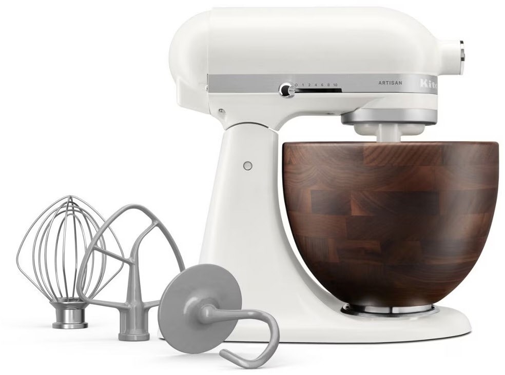 Image of 5KSM156WBEPL Artisan Küchenmaschine mit Holzschüssel porcelain white