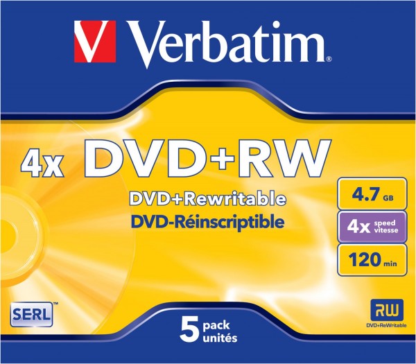 DVD+RW 4.7GB 4x Jewelcase (5 Disc)