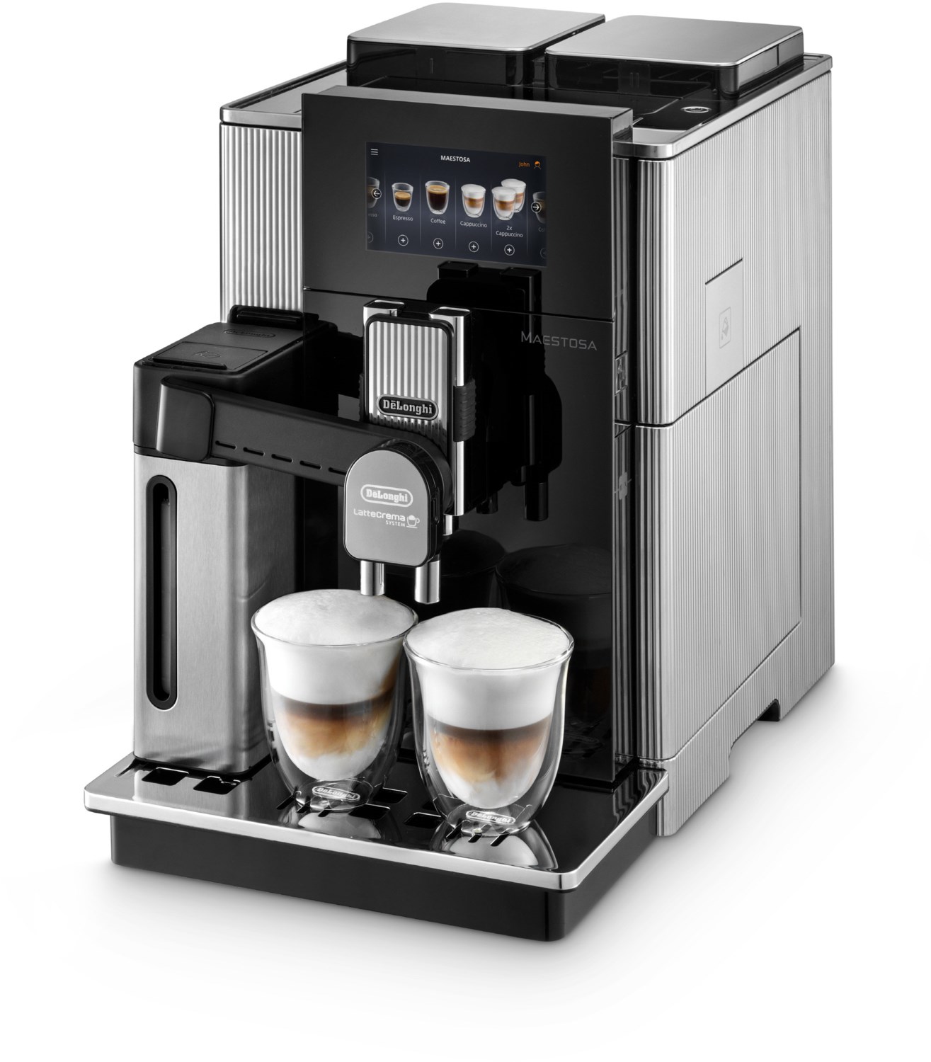 Kaffeevollautomat Mit 2 Bohnenkammern Und 2 Mahlwerken DeLonghi Kaffeevollautomat Maestosa EPAM 960.75.GLM, 2 Bohnenbehälter
