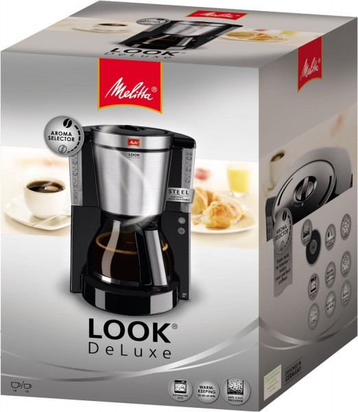 Melitta Look De Luxe Calc Leuchtet Rot Melitta Look de luxe 1011-06 Kaffeeautomat schwarz | EURONICS