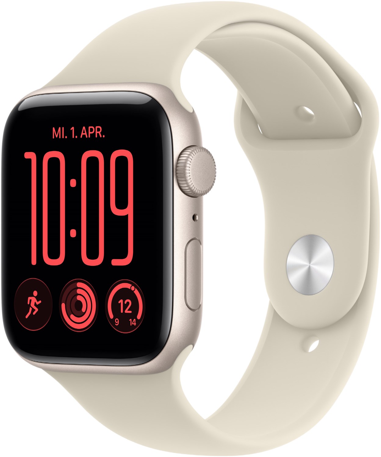 Apple Watch SE 3 (44mm) GPS Smartwatch Alu mit Sportarmband M/L polarstern/sand