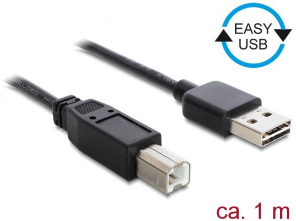 Delock EASY-USB 2.0-A St. > B St. (1m) Kabel schwarz