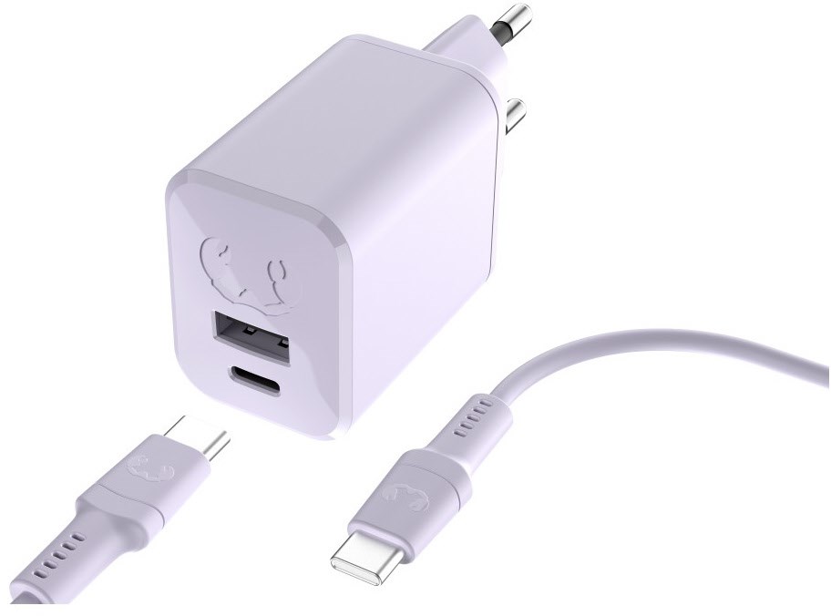 USB-A+C Mini Charger PD (45W) inkl. USB-C Kabel (2m) Dreamy Lilac