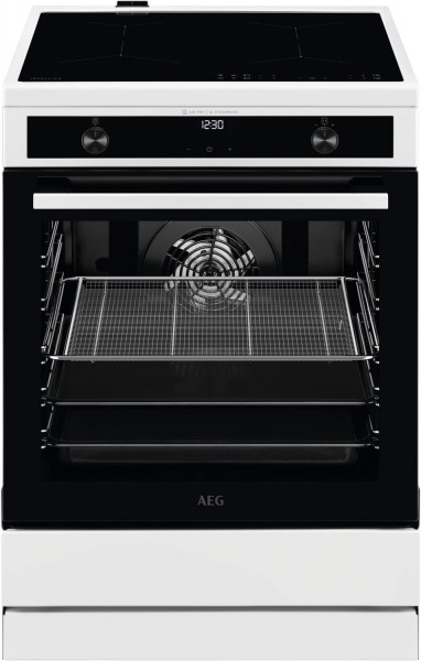 CIB6644BBW Stand-Elektroherd mit Induktionsfeld weiss, 73 l, Pizza-Stufe, Heißluftgrill, 59,6 cm breit, A, 4 Kochzonen