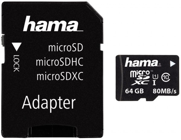 microSDXC 64GB Class 10 Speicherkarte + Adapter