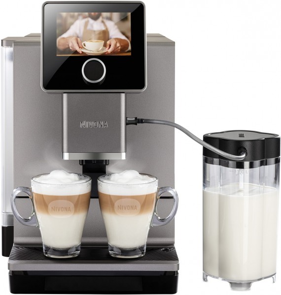 CafeRomatica NICR 970 Kaffee-Vollautomat titan/chrom, Milchbehälter, Latte Macchiato/Cappuccino, Stahl-Kegel-Mahlwerk, 15 bar, 2,2 l