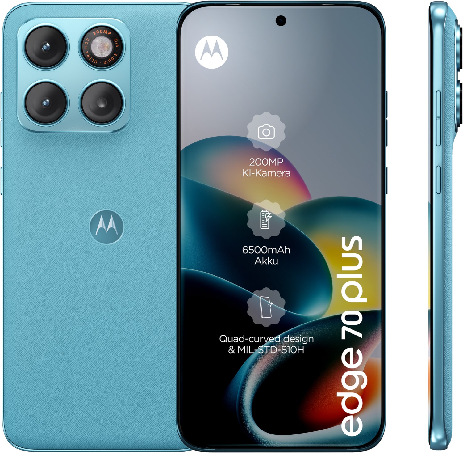 edge 70 plus Smartphone PANTONE milky blue, 256 GB Speicher, 8 GB RAM, 201 MP Kamera, 6,78 Zoll Display, 68,3 Std. Akku, 5G, Android